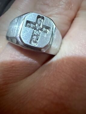 Vintage Sterling, silver diamond ring size 7 1/2